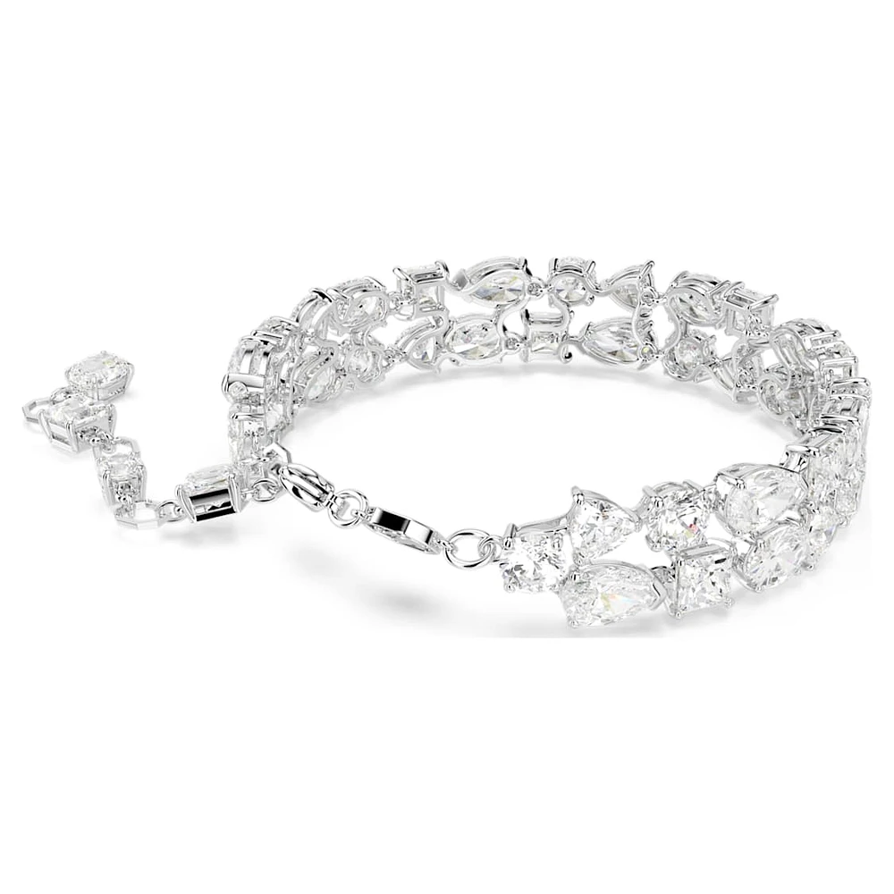 Mesmera bracelet, Mixed cuts, White, Rhodium plated by SWAROVSKI