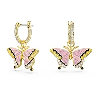 Idyllia drop earrings, Butterfly, Multicoloured, Gold-tone plated by SWAROVSKI
