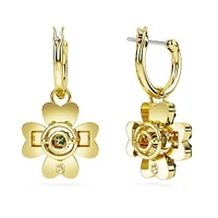 Idyllia drop earrings, Clover, Green, Gold-tone plated by SWAROVSKI