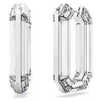 Lucent hoop earrings, Statement, Octagon shape, White by SWAROVSKI