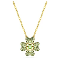 Idyllia pendant, Clover, Green, Gold-tone plated by SWAROVSKI