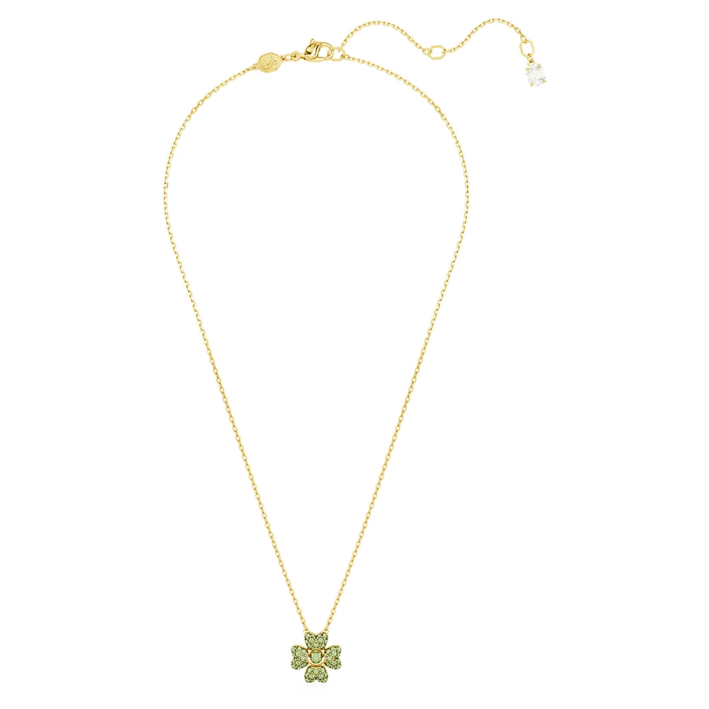 Idyllia pendant, Clover, Green, Gold-tone plated by SWAROVSKI