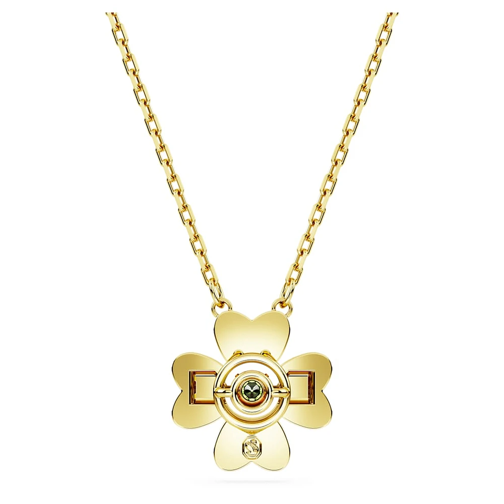 Idyllia pendant, Clover, Green, Gold-tone plated by SWAROVSKI