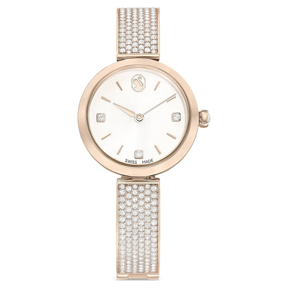 Illumina watch, Swiss Made, Metal bracelet, Gold tone, Champagne gold-tone finish by SWAROVSKI
