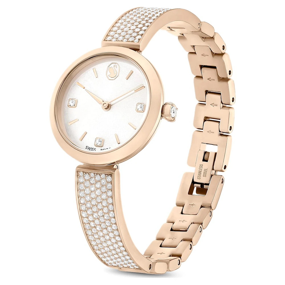 Illumina watch, Swiss Made, Metal bracelet, Gold tone, Champagne gold-tone finish by SWAROVSKI