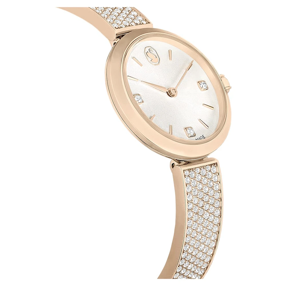 Illumina watch, Swiss Made, Metal bracelet, Gold tone, Champagne gold-tone finish by SWAROVSKI