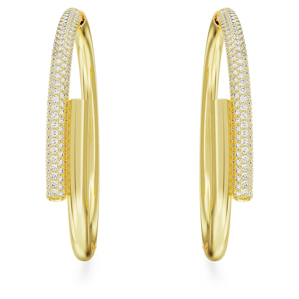 Dextera hoop earrings, White, Gold-tone plated by SWAROVSKI