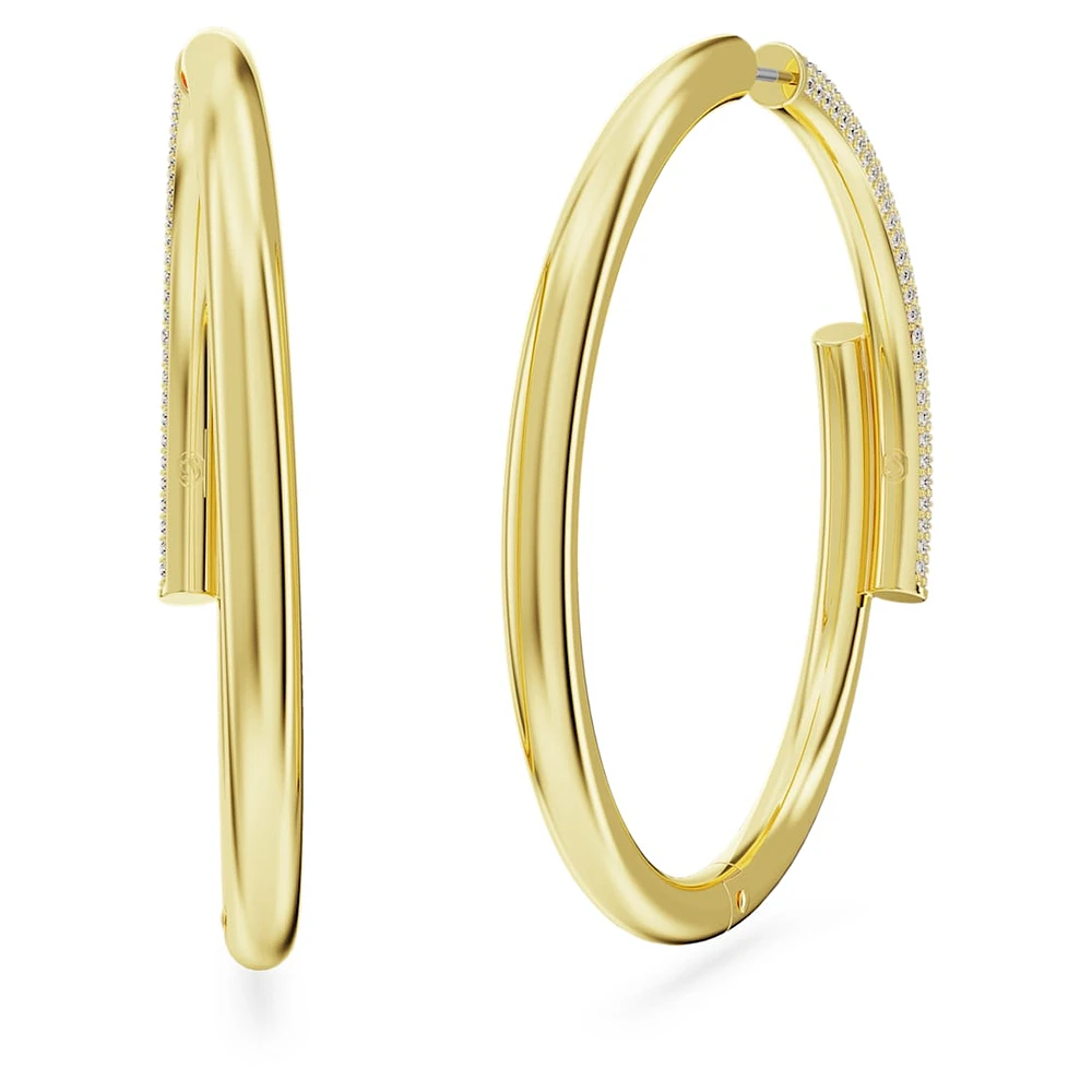 Dextera hoop earrings, White, Gold-tone plated by SWAROVSKI