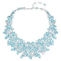 Gema necklace, Mixed cuts, Blue, Rhodium plated by SWAROVSKI