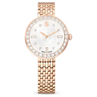 Matrix tennis 7-link watch, Swiss Made, Metal bracelet, Rose gold tone