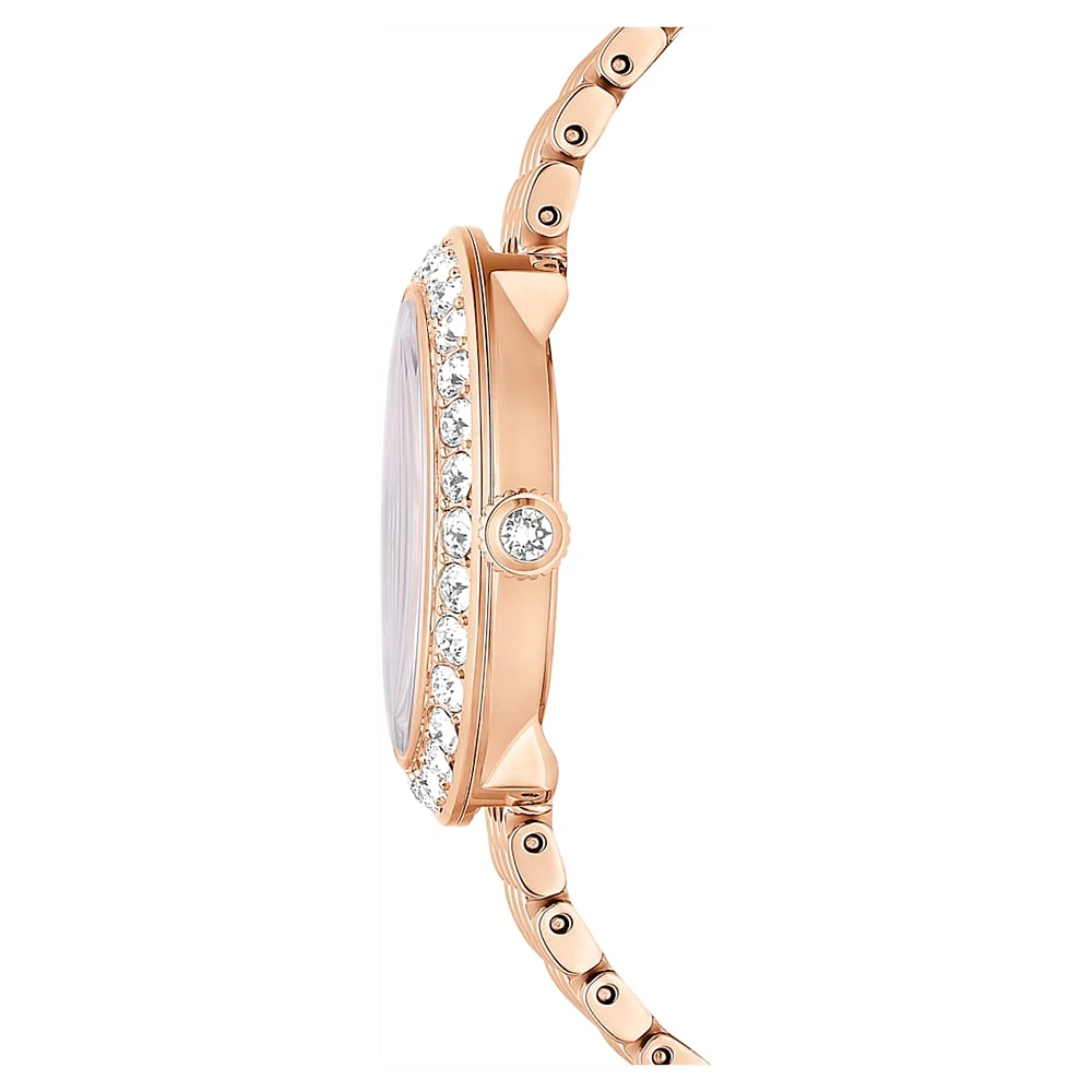 Matrix tennis 7-link watch, Swiss Made, Metal bracelet, Rose gold tone
