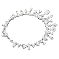 Mesmera necklace, Statement, Mixed cuts, White, Rhodium plated by SWAROVSKI