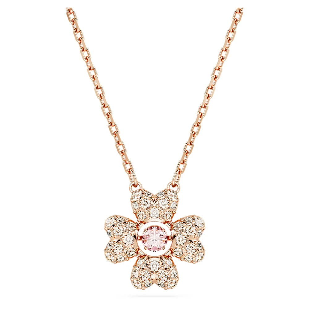 Idyllia pendant, Clover, White, Rose gold-tone plated by SWAROVSKI
