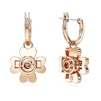 Idyllia drop earrings, Clover, White, Rose gold-tone plated by SWAROVSKI