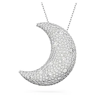 Luna pendant, Moon, White, Rhodium plated by SWAROVSKI
