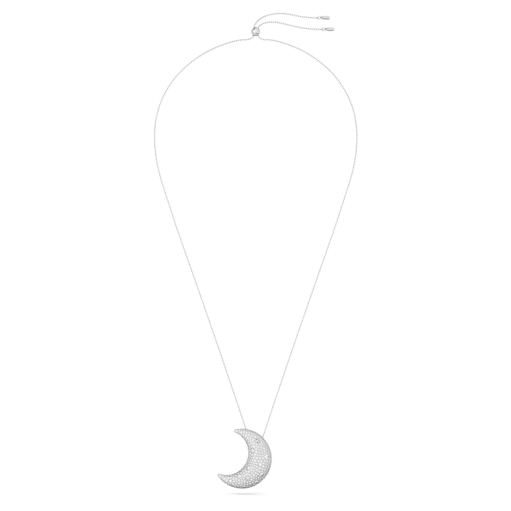 Luna pendant, Moon, White, Rhodium plated by SWAROVSKI