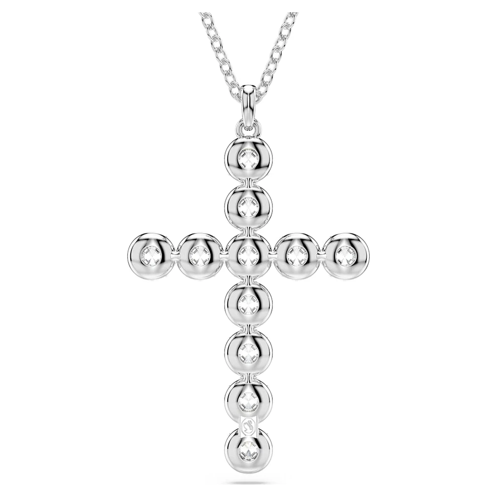 Insigne pendant, Mixed cuts, Cross, White, Rhodium plated by SWAROVSKI