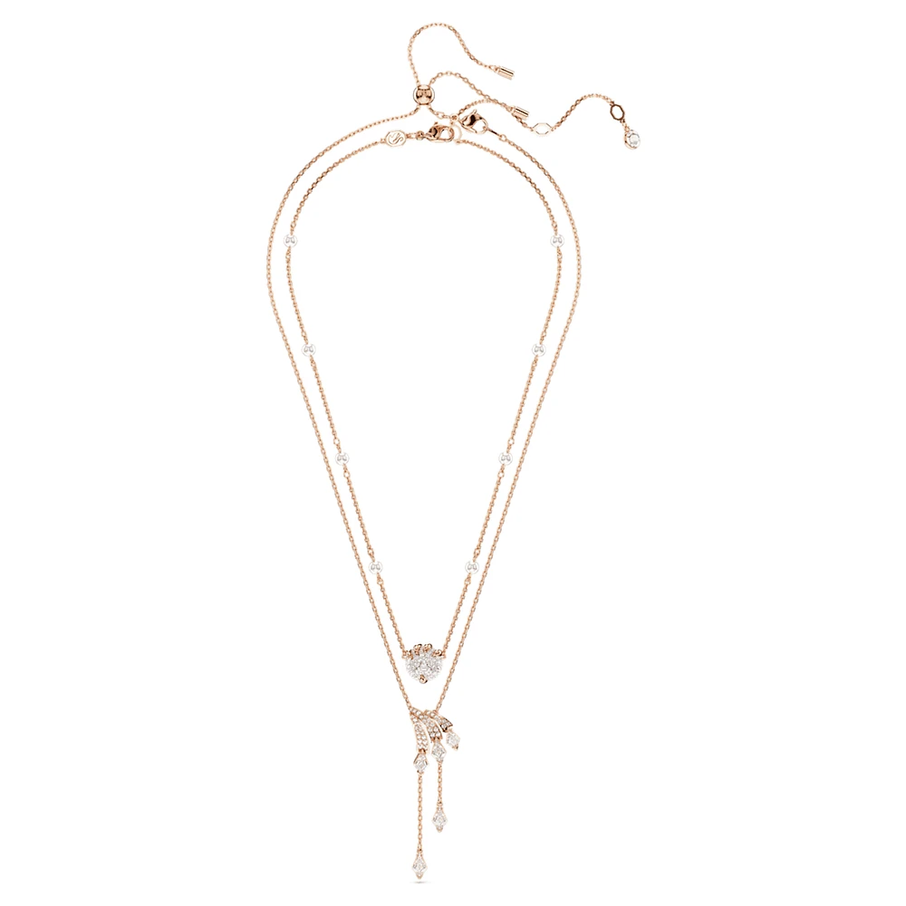 Dragon & Phoenix necklace, Set (2), Crystal pearl, Dragon’s claw, White, Rose gold-tone plated by SWAROVSKI