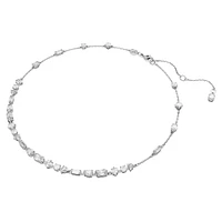 Mesmera necklace, Mixed cuts, Scattered design, White, Rhodium plated by SWAROVSKI