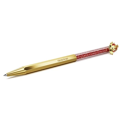 Crystalline Dragon and Phoenix ballpoint pen, Octagon shape, Dragon, Red, Gold-tone plated by SWAROVSKI