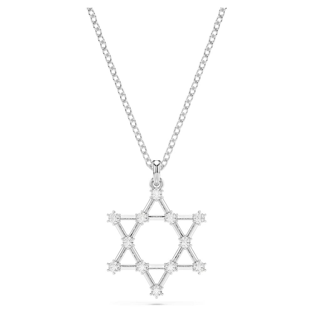 Insigne pendant, Round cut, Star, White, Rhodium plated by SWAROVSKI