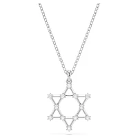 Insigne pendant, Round cut, Star, White, Rhodium plated by SWAROVSKI