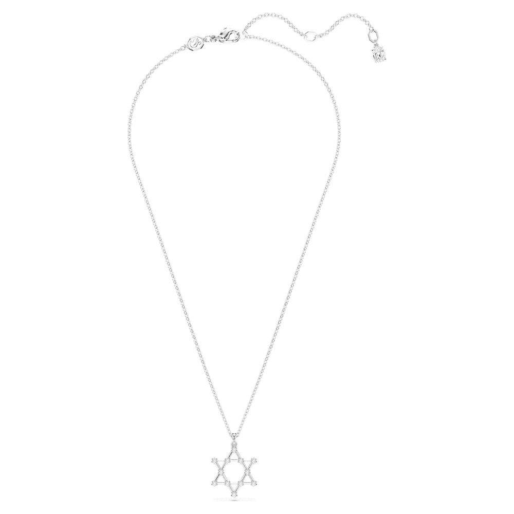 Insigne pendant, Round cut, Star, White, Rhodium plated by SWAROVSKI