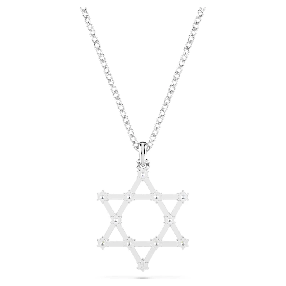 Insigne pendant, Round cut, Star, White, Rhodium plated by SWAROVSKI