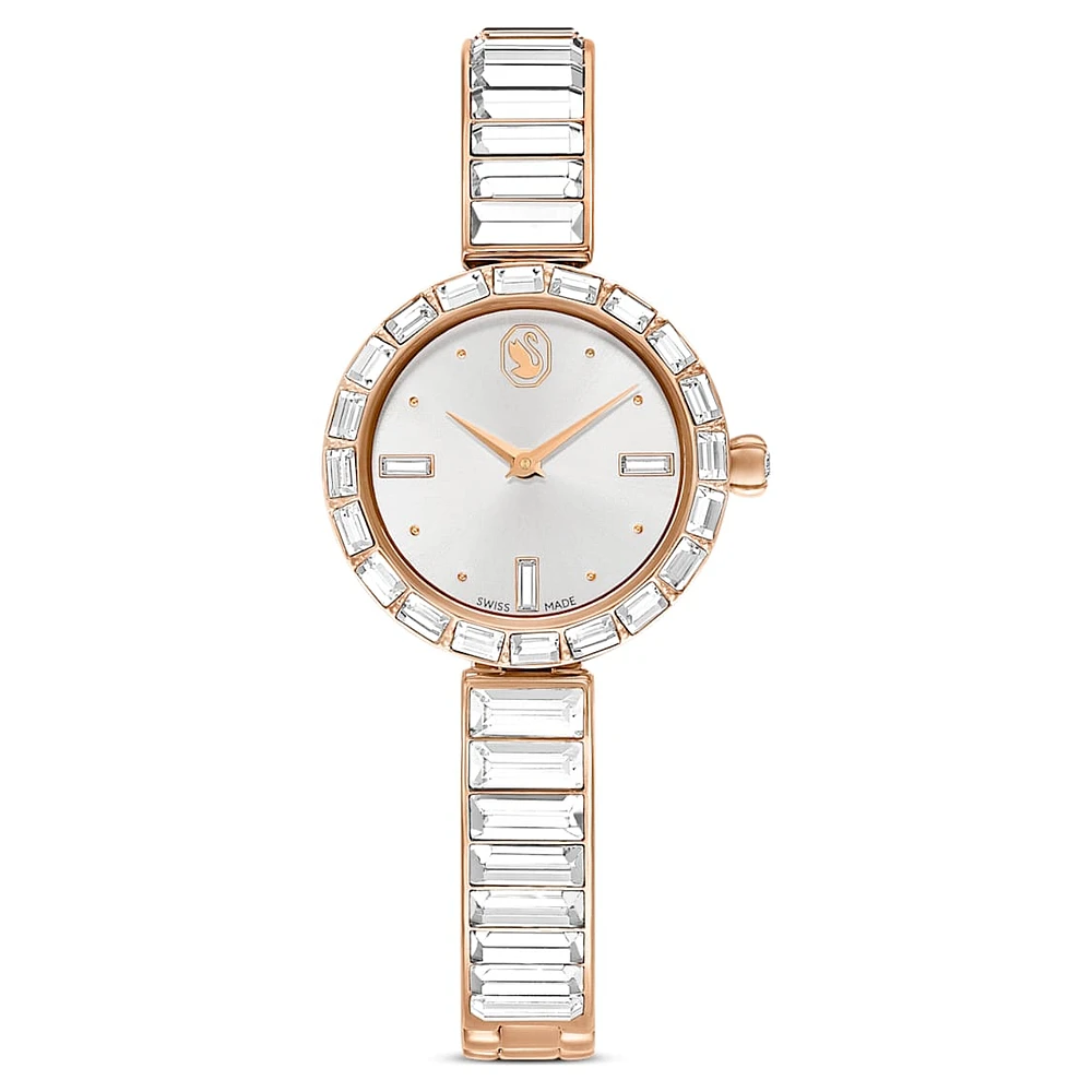 Matrix Bangle watch, Swiss Made, Crystal bracelet, White