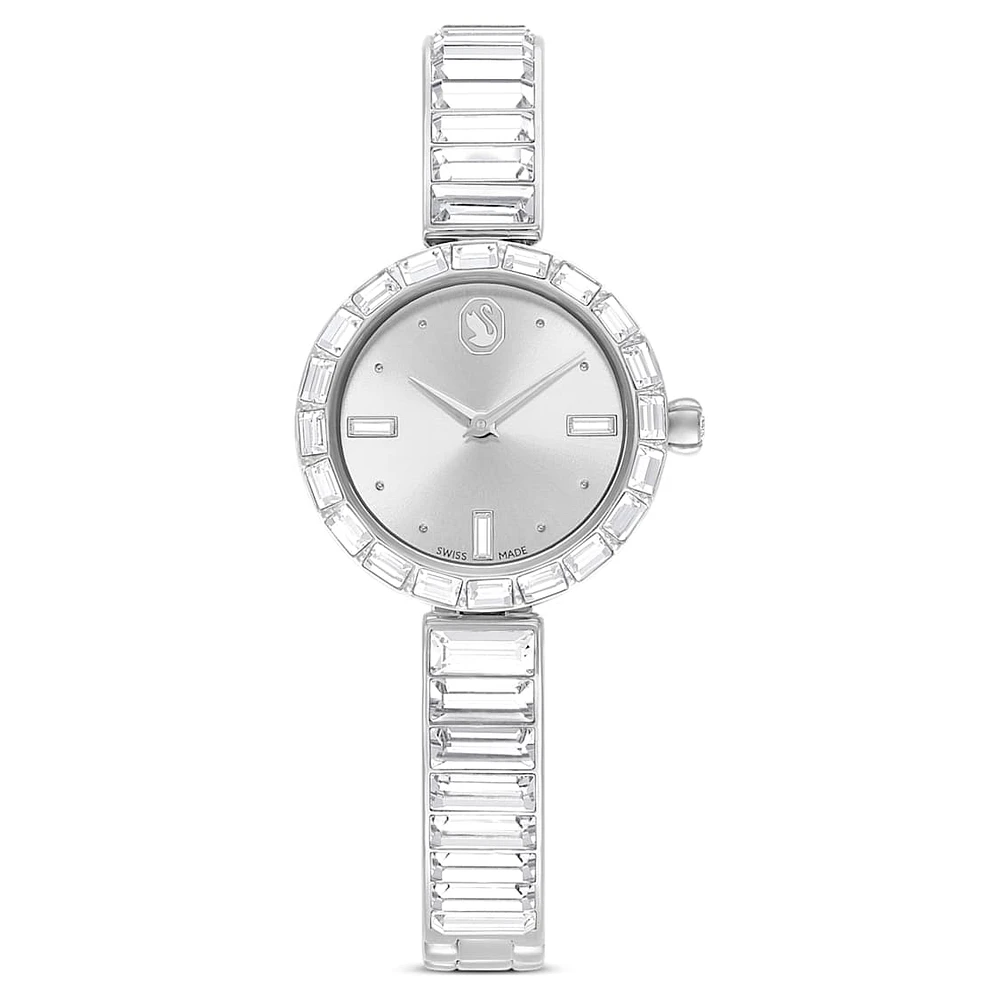 Matrix Bangle watch, Swiss Made, Crystal bracelet, White