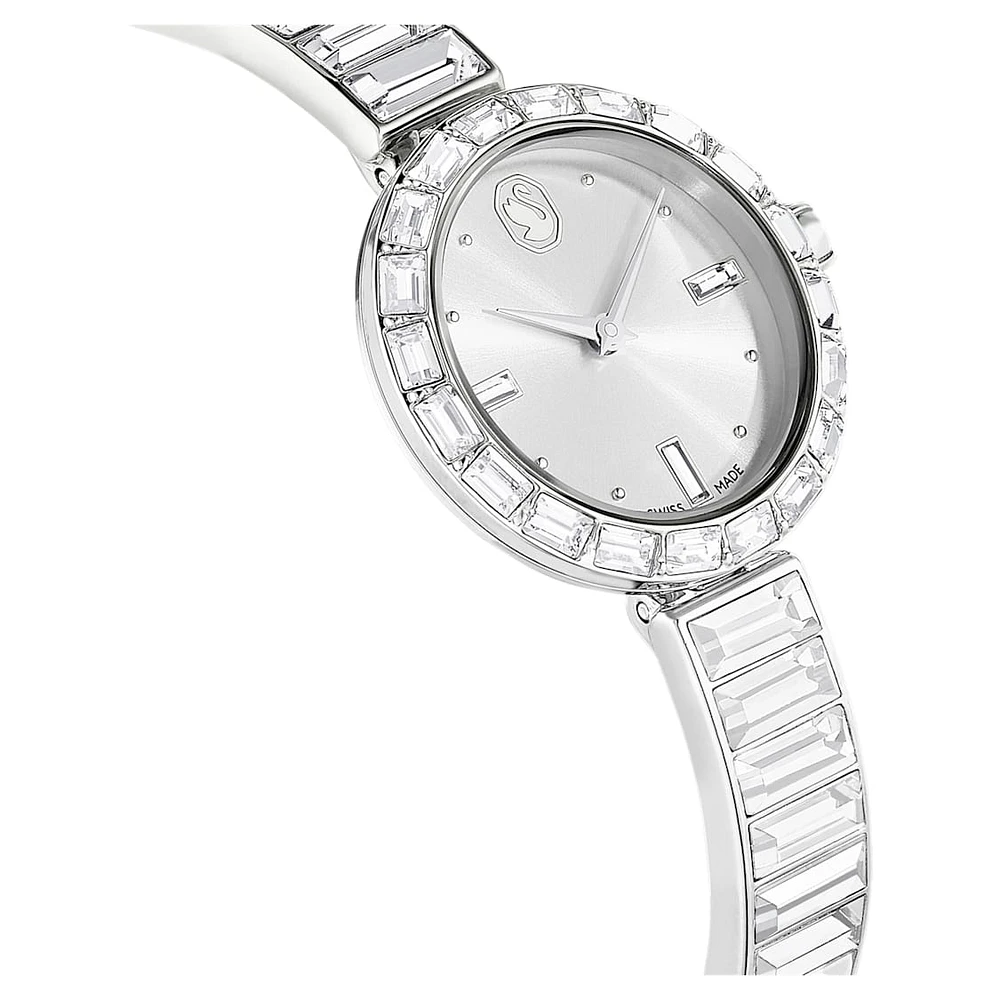 Matrix Bangle watch, Swiss Made, Crystal bracelet, White