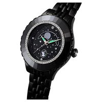 Octea Moon watch, Swiss Made, Moon, Metal bracelet, Black, Black finish by SWAROVSKI