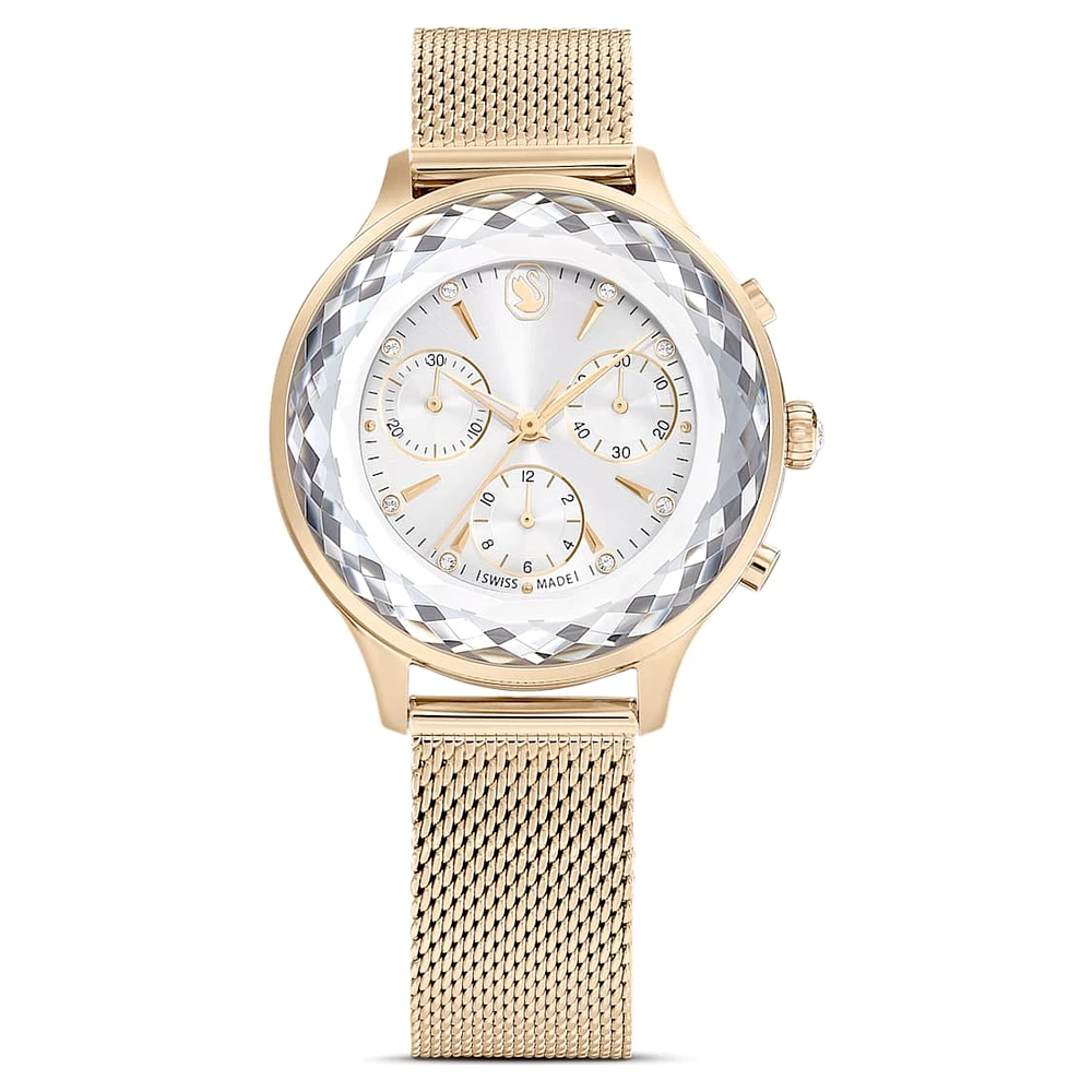 Nova Chrono watch, Swiss Made, Metal bracelet, Gold tone