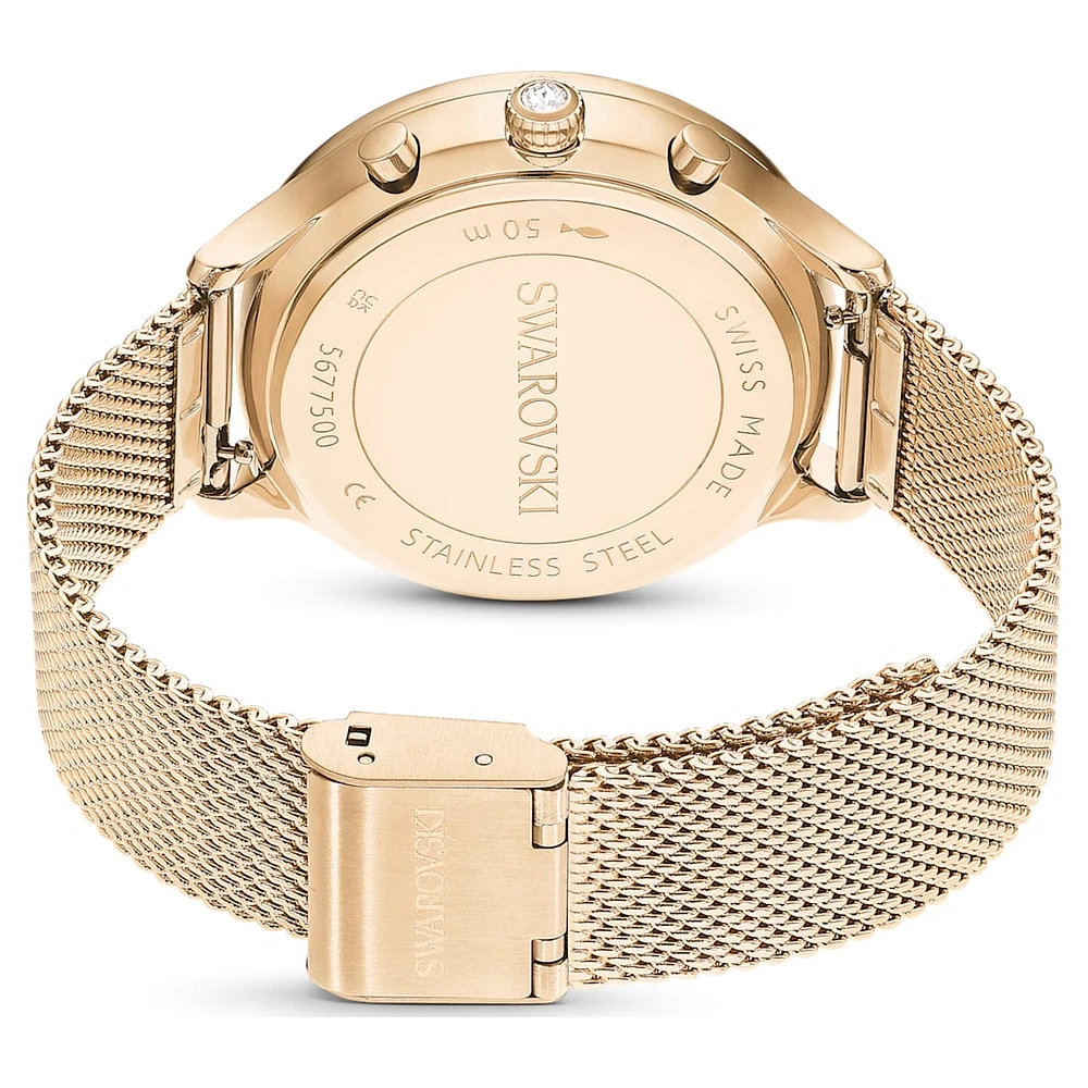Nova Chrono watch, Swiss Made, Metal bracelet, Gold tone