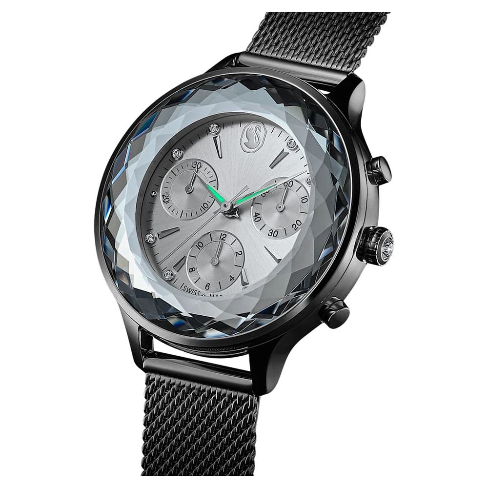Nova Chrono watch, Swiss Made, Metal bracelet, Silver Tone, Stainless steel by SWAROVSKI