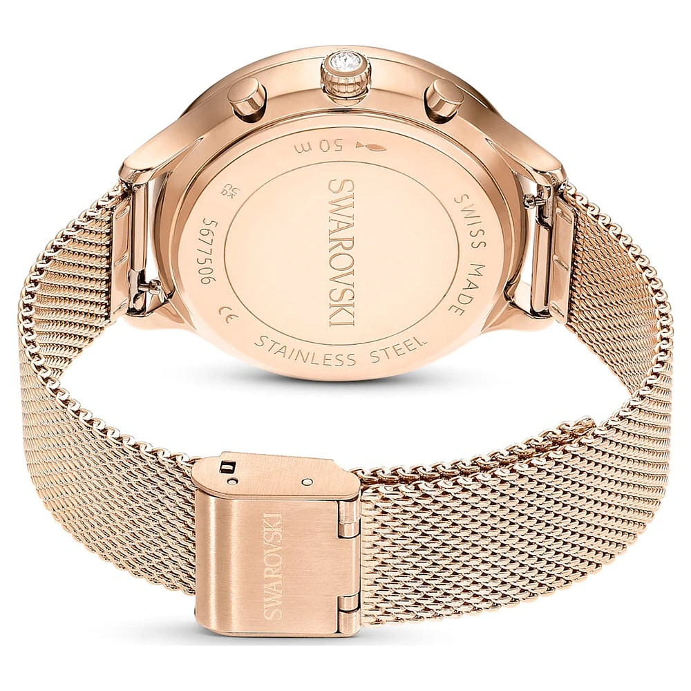 Nova chrono watch, Swiss Made, Metal bracelet, Rose gold tone, Rose gold-tone finish by SWAROVSKI