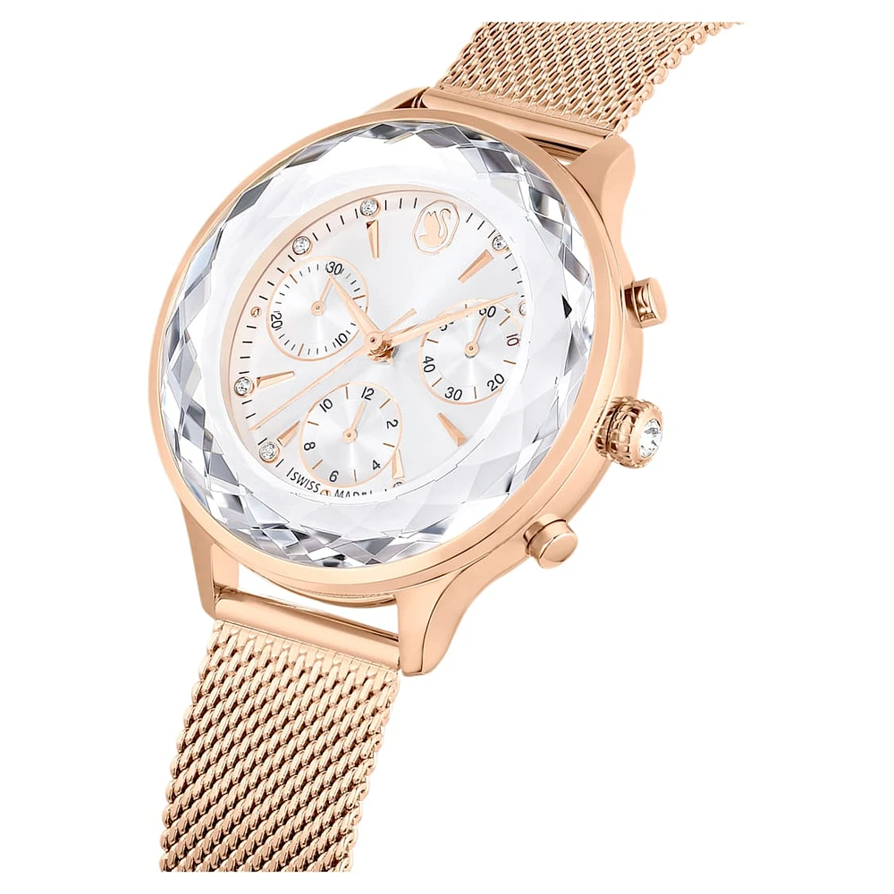 Nova chrono watch, Swiss Made, Metal bracelet, Rose gold tone, Rose gold-tone finish by SWAROVSKI