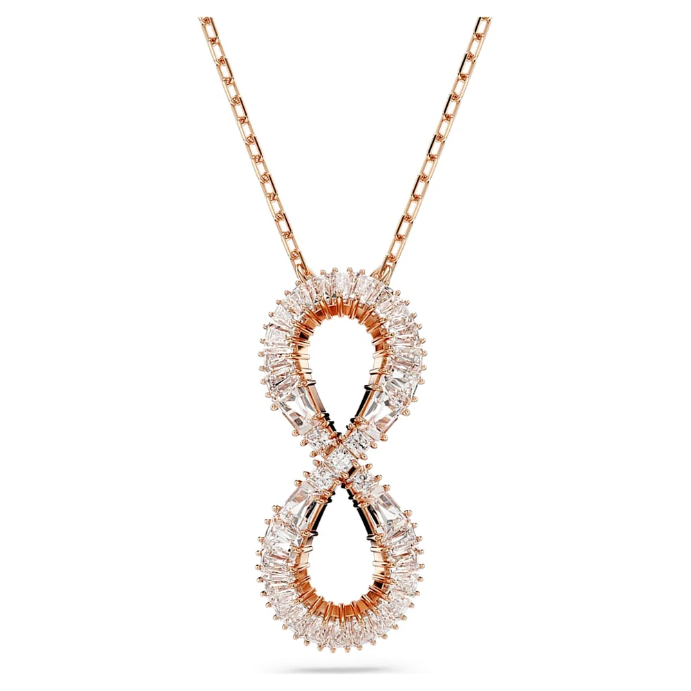 Hyperbola pendant, Infinity, White, Rose gold-tone plated by SWAROVSKI