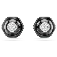 Numina stud earrings, Round cut, White, Ruthenium plated by SWAROVSKI