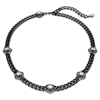 Numina necklace, Round cut, White, Ruthenium plated by SWAROVSKI