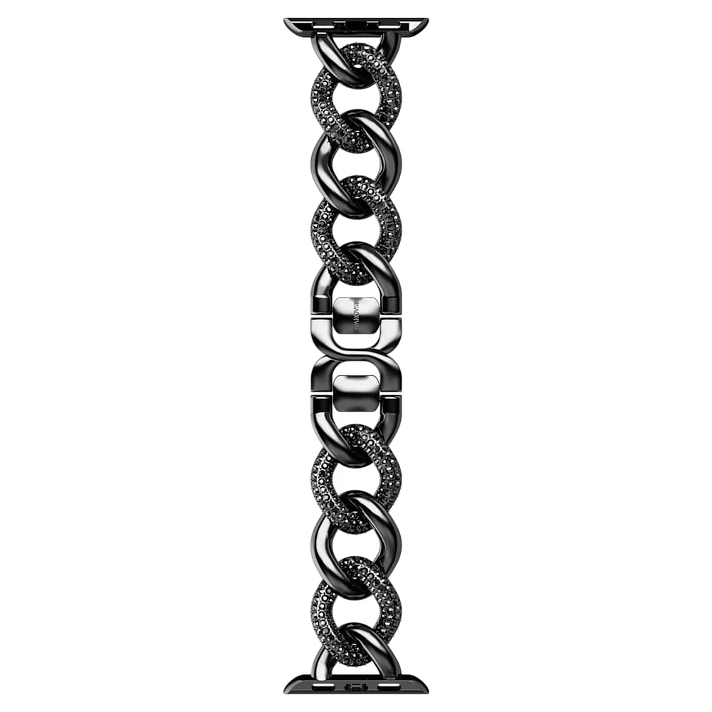Sparkling chain strap, For Apple Watch® 40 mm & 41mm, Black, Black finish by SWAROVSKI