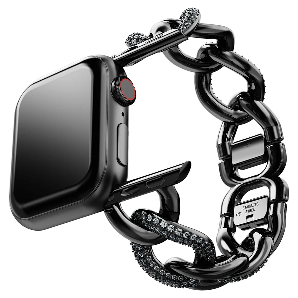 Sparkling chain strap, For Apple Watch® 40 mm & 41mm, Black, Black finish by SWAROVSKI