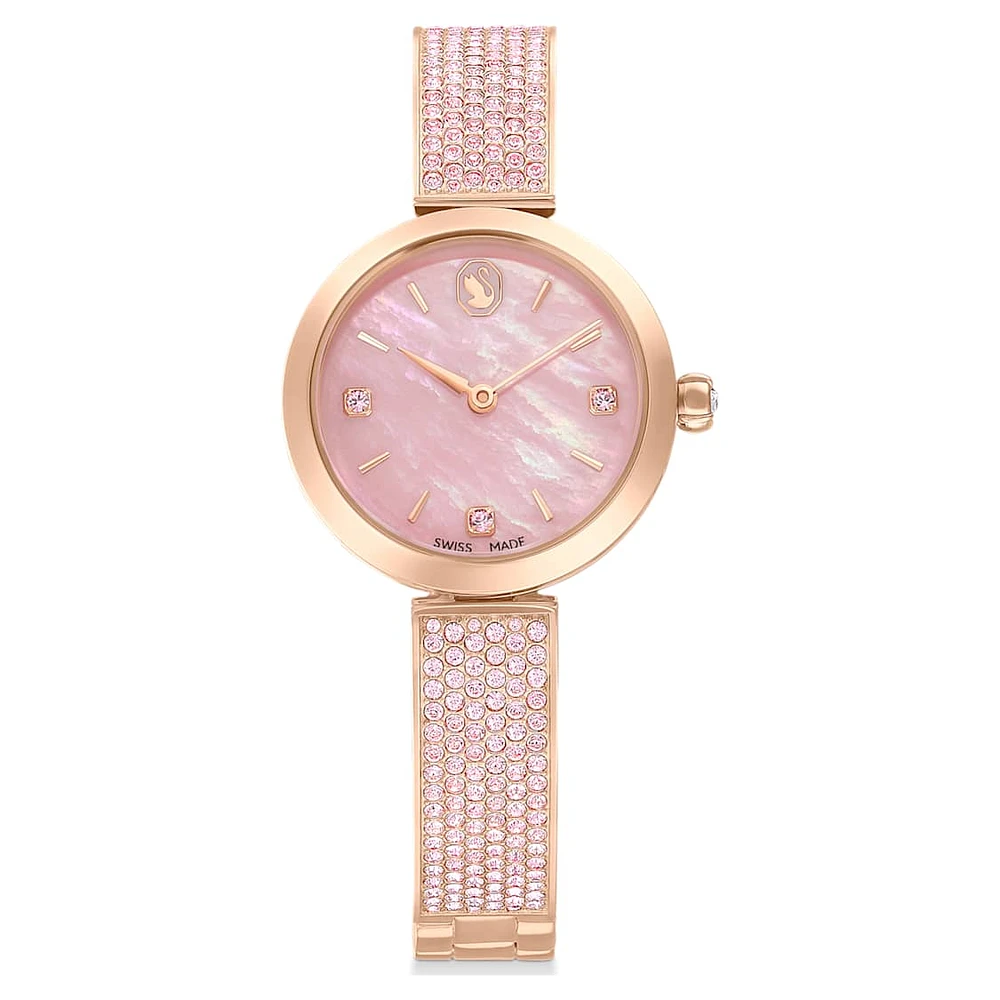Illumina watch, Swiss Made, Crystal bracelet, Pink, Rose gold-tone finish by SWAROVSKI