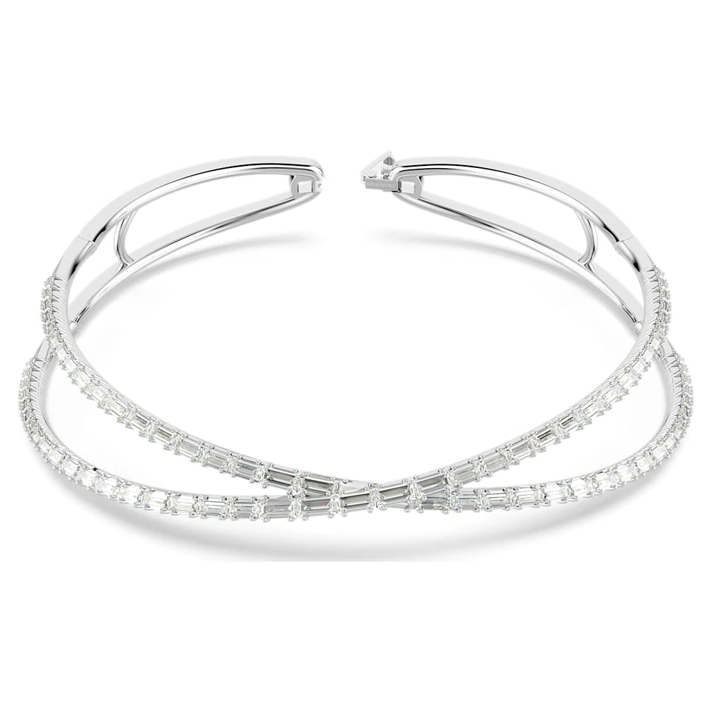 Hyperbola choker, Infinity, White, Rhodium plated by SWAROVSKI