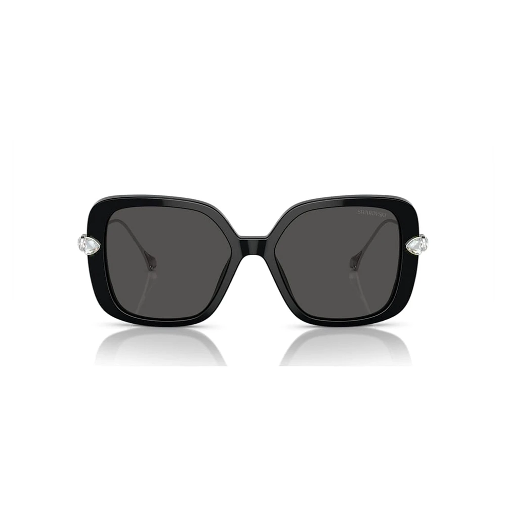 Sunglasses, Oversized, Square shape, SK6011, Black by SWAROVSKI