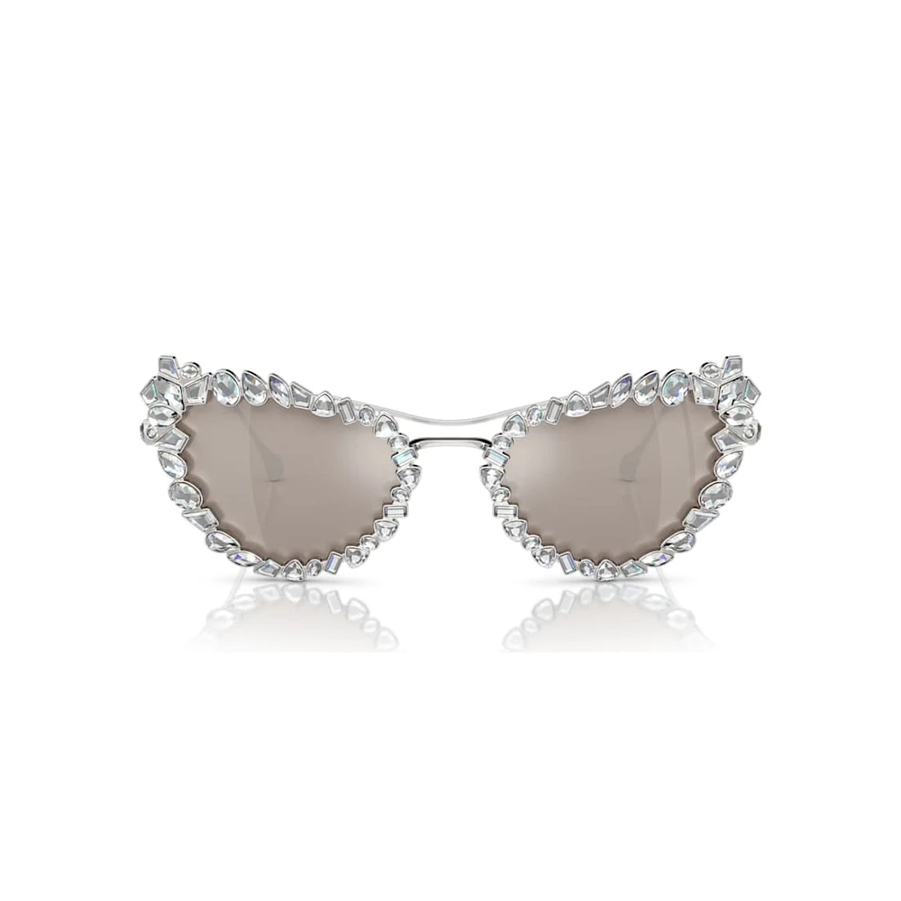 2 in 1 clip-on sunglasses, Statement, Cat-eye shape, SK7011, White by SWAROVSKI