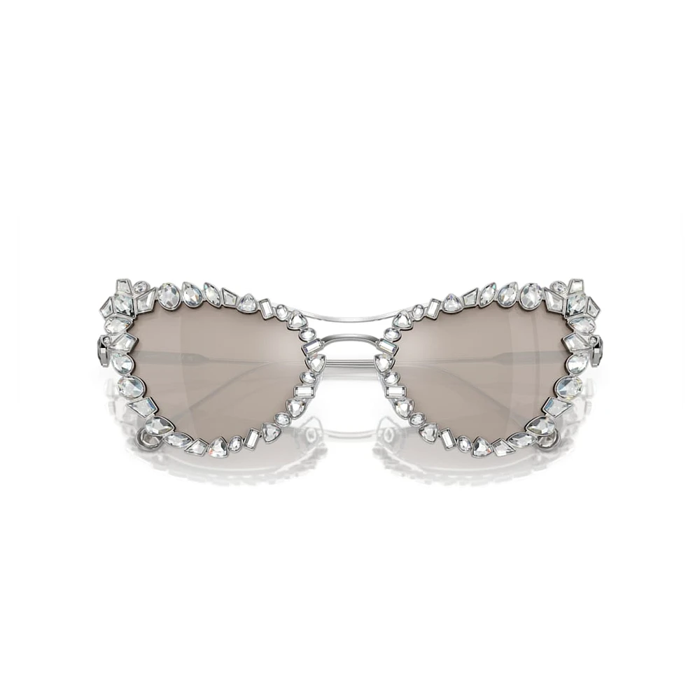 2 in 1 clip-on sunglasses, Statement, Cat-eye shape, SK7011, White by SWAROVSKI