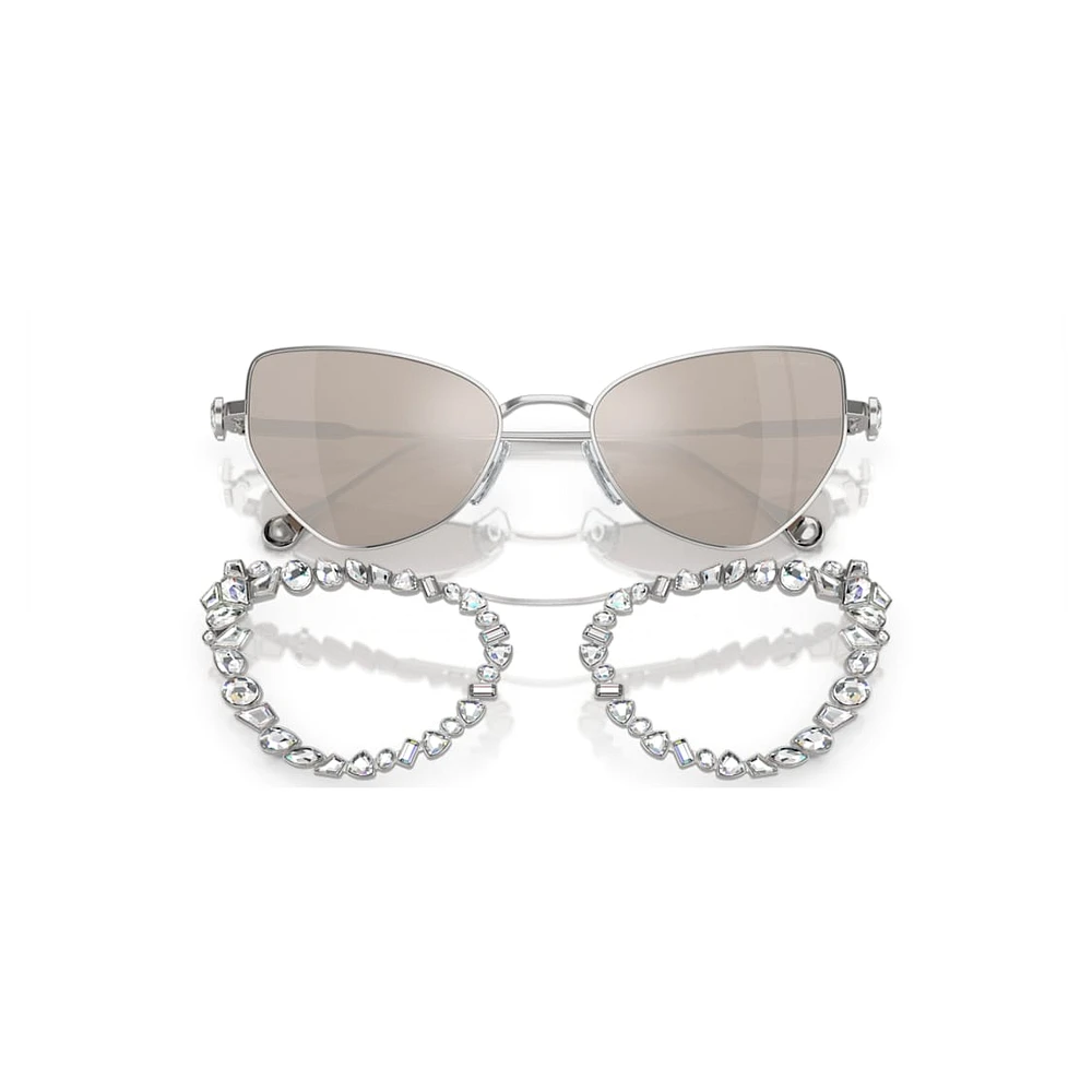 2 in 1 clip-on sunglasses, Statement, Cat-eye shape, SK7011, White by SWAROVSKI