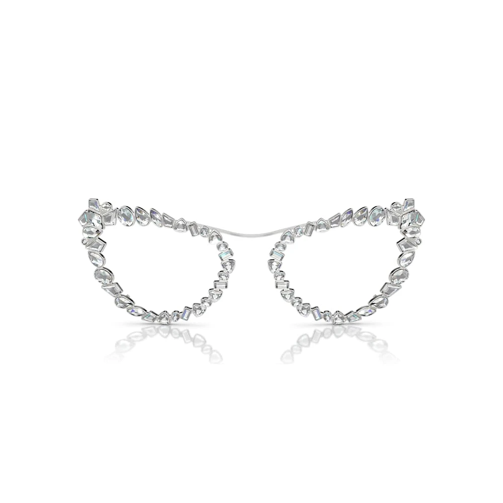 2 in 1 clip-on sunglasses, Statement, Cat-eye shape, SK7011, White by SWAROVSKI