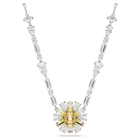Idyllia necklace, Flower, Yellow, Rhodium plated by SWAROVSKI